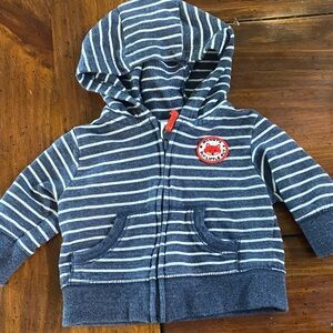 Carter's Navy and White Striped Hoodie with Red Accent